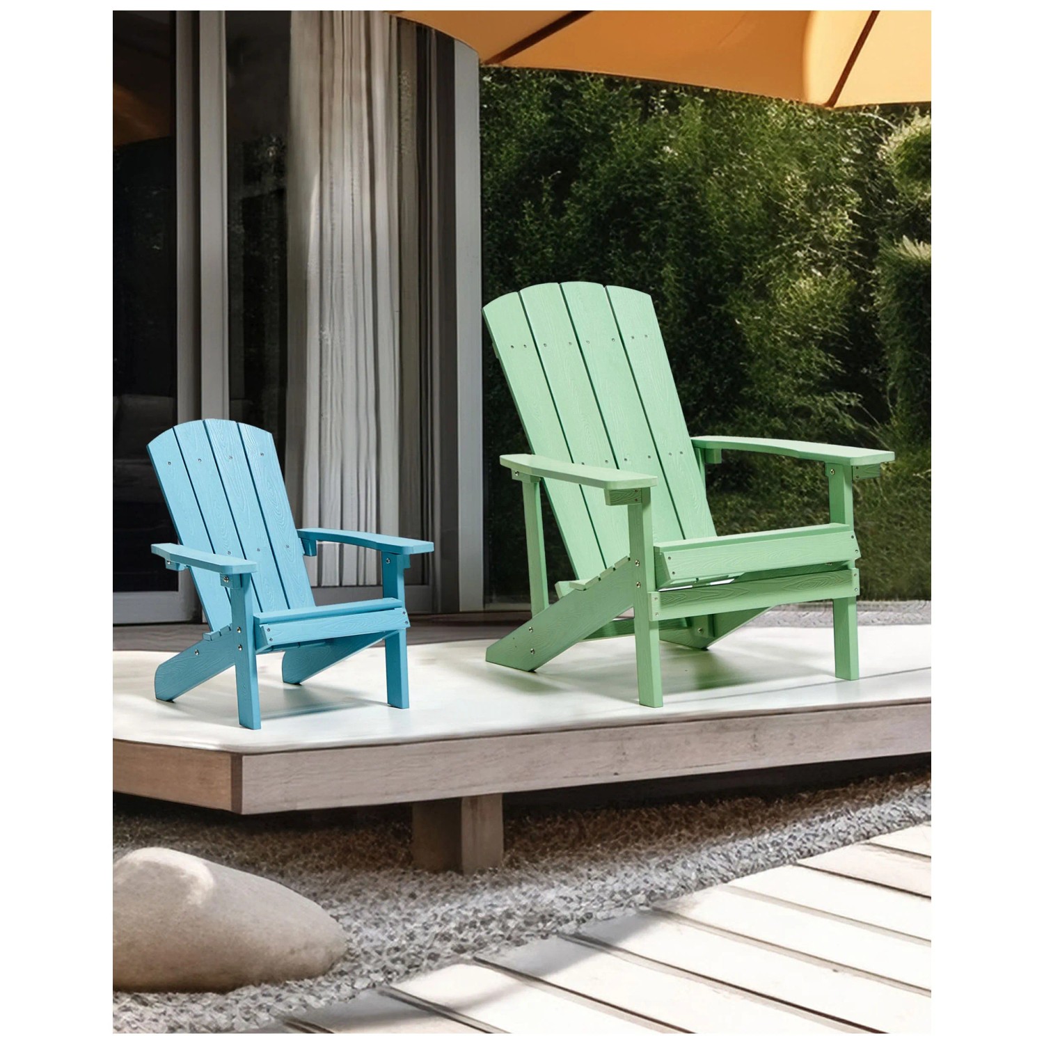 Sedia Da Giardino Beliani In Plastica Verde Chiaro, Effetto Legno, Resistente E Facile Da Pulire - 2
