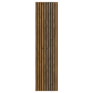 Pannello acustico Denpanels Nordic Outdoor Design con legno termotrattato e feltro nero.