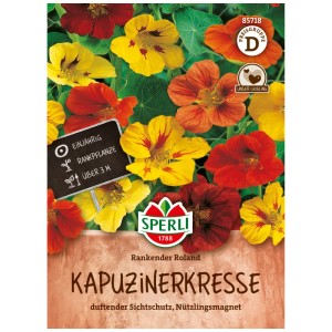 Confezione di semi di nasturzio 'Climbing Roland' Sperli con fiori multicolori.