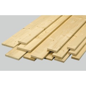 Glattkantbretter aus Fichte/Tanne, gehobelt und gefast, 19x74 mm, Länge 2 m.