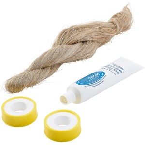 Set sigillante per filetti, 3 pezzi: canapa, pasta sigillante, nastro PTFE per idraulica e riscaldamento.