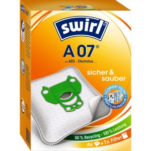 Swirl A 07 EcoPor sacchetti per aspirapolvere, 4 pz. Sacchetti per accessori aspirapolvere.