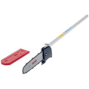 Outil multifonction thermique Al-Ko BC 260 MT avec accessoire élagueuse et protection rouge.