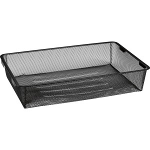 Panier en treillis métallique noir (60x39x12cm) pour étagères, pour ranger des objets.