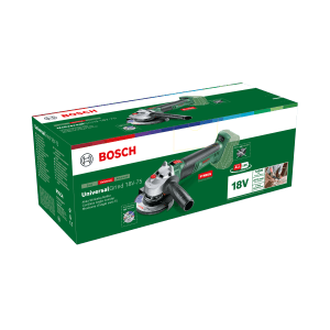 Meuleuse d'angle sans fil Bosch UniversalGrind 18V-75 Solo, 115 mm, dans son emballage d'origine.