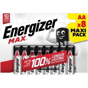 Energizer Max Batterie alcaline AA, confezione da 8. Batterie stilo per dispositivi di uso quotidiano.