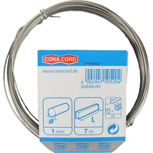 Filo d'acciaio Conacord V2A, diametro 1 mm, lunghezza 7 m.