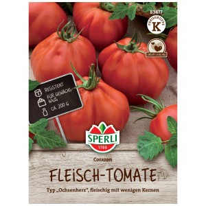 Sperli Graines de tomate charnue Corazon, env. 12 plantes. Variété cœur de bœuf pour serre et pleine terre.