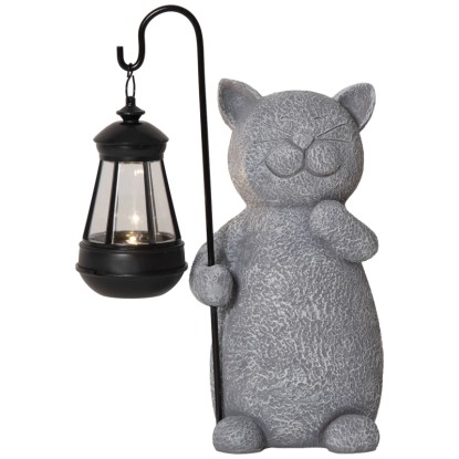 Star Trading LED-Solar-Dekoration Smilla Grau 29,5 x 22 x 13 cm