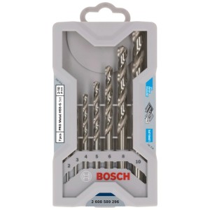 Set di punte elicoidali Bosch Pro HSS-Co, 7 pezzi, Ø 2-10 mm, per acciaio e acciaio inox in custodia grigia.