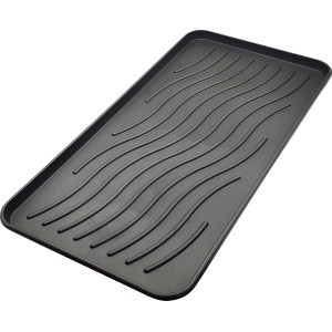 Bac égouttoir noir pour chaussures, 78x38cm, en plastique résistant. Idéal pour tapis d'entrée.