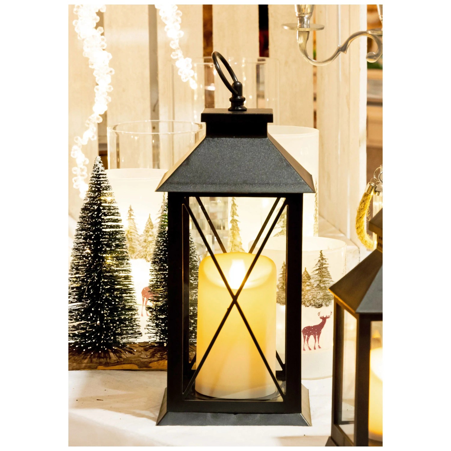 LED-Laterne Schwarz mit integrierter LED-Kerze (HxBxT) 32 x 14 x 14 cm