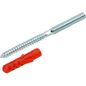 Vite a doppio filetto M8 x 120 mm con tassello (10 pezzi) per calcestruzzo, muratura e legno.