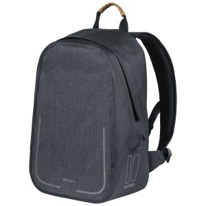 Basil Urban Dry Fahrradrucksack, Charcoal-Grau, 18 l, wasserdicht, mit Reflektoren und Tragegriffen.