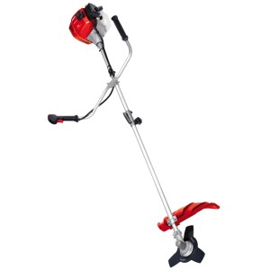 Einhell GH-BC 43 AS débroussailleuse à essence avec poignée de vélo et lame à 3 dents.