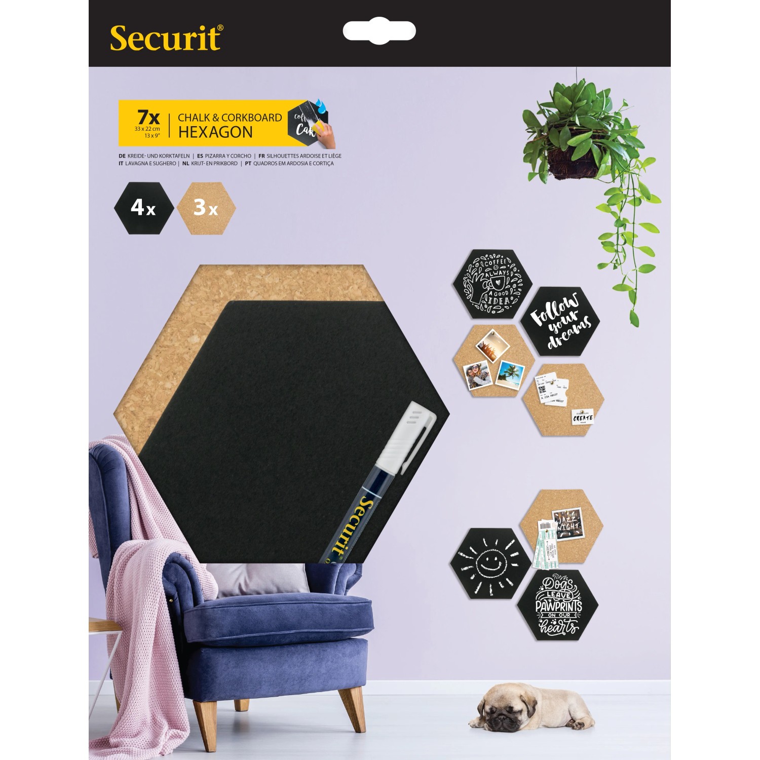 YAYODS 3 Bacheche In Sughero Naturale 40x30 Cm Con Cornice In Legno, Vision Board Con 6 Spille E Kit Di Montaggio - 5