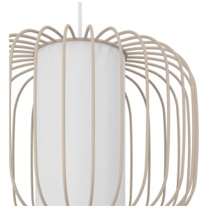 Lampada a sospensione beige Eglo Terrarossa con paralume in tessuto, struttura in acciaio e attacco E27.