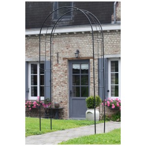 Schwarzer Rosenbogen von Nature, 229x113x38 cm, aus Stahl, ideal für Kletterpflanzen im Garten.