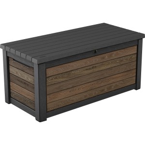 Keter Northwood box per cuscini, 630 l, effetto legno noce. Contenitore resistente alle intemperie per giardino, terrazza o balcone.
