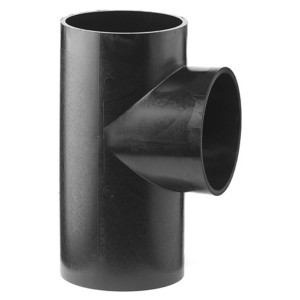 Raccordo a T nero in polietilene (Ø 110 mm) per prolunghe HT.