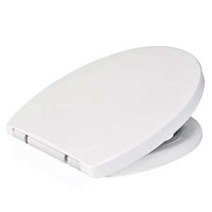 Sedile WC bianco Laufen con chiusura ammortizzata per set WC senza brida.