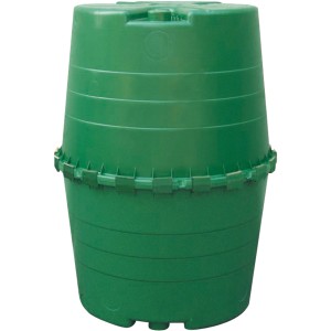 Cisterna verde Garantia Top-Tank 1300 l per giardino e cantina. Serbatoio acqua piovana per installazione fuori terra.