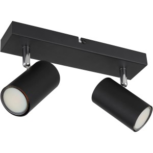 Globo Robby faretto, 2 luci, nero opaco. Spot moderno per lampadine GU10.