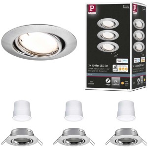 Paulmann LED spot encastrable Base fer lot de 3 avec ampoules, orientable et dimmable.
