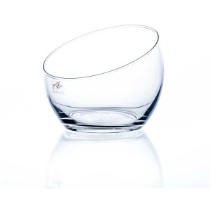 Vaso in vetro trasparente Bexa con bordo obliquo, Ø 18,5 cm, altezza 15,5 cm. Vaso decorativo per fiori.
