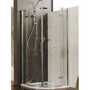 Cabine de douche arrondie Breuer Panorama avec verre clair et profilés chromés, 90x90 cm.