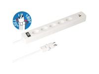 Max Hauri Steckdosenleiste Safety Line 90° Weiss 5 x T13 / 2 x USB A/C
