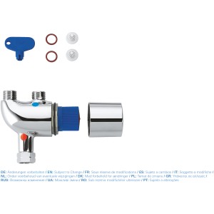 Grohe Grohtherm Micro sécurité anti-brûlure chromée, avec clé et joints pour siphons.