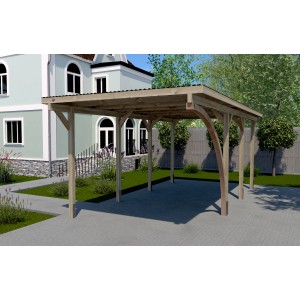 Weka carport singolo 606 A in legno con arco tondo, 268x501 cm, design stabile.