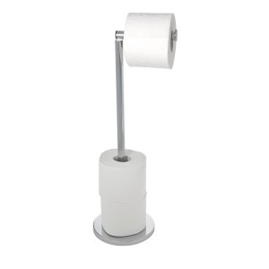 Wenko Porta carta igienica da terra 2in1, acciaio inox lucido con rotoli di carta.