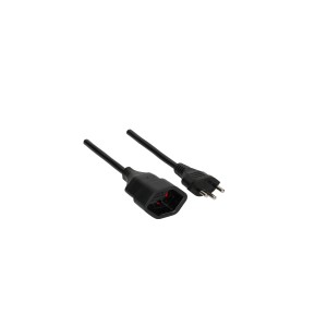 Rallonge TD noire, 10 m, avec fiche et prise type 12/13 pour usage intérieur.