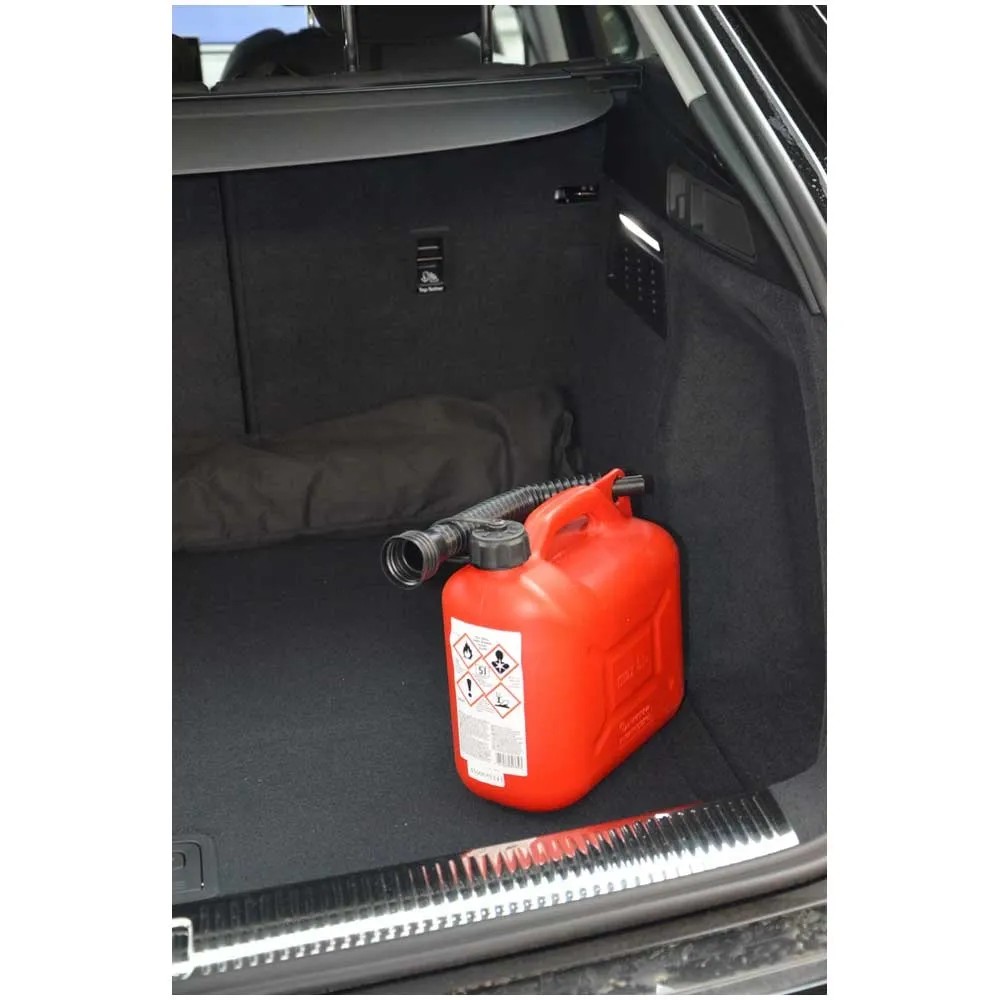 KADAX Bidon Essence 6L Rouge Avec Entonnoir – Jerrican Réserve Carburant Étanché Pour Diesel, Essence, Spirt – Sécurité Enfant