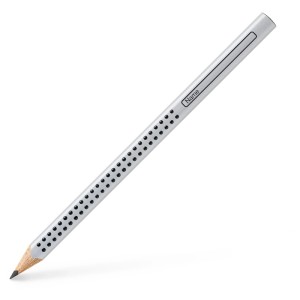 Faber-Castell Jumbo Grip Bleistift, Silber, Härtegrad HB, mit Noppen.
