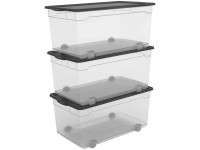 Rotho Box Clear Roller 4 mit Rollen Transparent 63 l / 3 Stk.