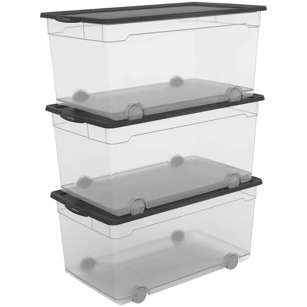 Scatola Portaoggetti Plastica Set 2 Scatole Portaoggetti Trasparenti Impilabili - Per Documenti A4, Cancelleria E Fai-da-te Contenitori Impilabili A4