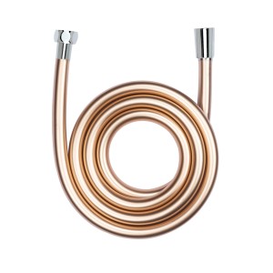 Flexible de douche Wenko 175 cm or rose avec raccords en laiton chromé.