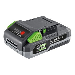 LUX 20V Akku 1 PowerSystem 2Ah für Elektrowerkzeuge, mit Ladestandsanzeige.