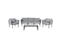 Beliani Lounge-Set Skala 5-Sitzer Metall Dunkelgrau