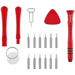 Kwb Kit de réparation pour smartphone, 18 pièces avec tournevis, embouts, outils d'ouverture et ventouse.