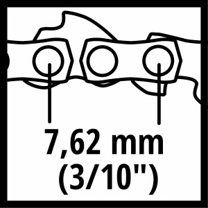 Gros plan de la chaîne de rechange pour tronçonneuse Einhell, pas de 7,62 mm (3/10 pouce).