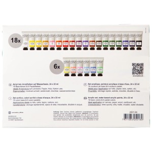I Am Creative Acrylfarben-Set, 24 Farben (18 Basisfarben, 6 Pastellfarben) für Kunstprojekte.