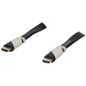 Cavo piatto HDMI Schwaiger, 3 m, nero, con connessione Ethernet per una trasmissione ottimale di immagini e suoni.