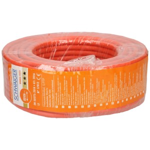 Cavo di rete arancione Schwaiger Cat7, 25 m, arrotolato.
