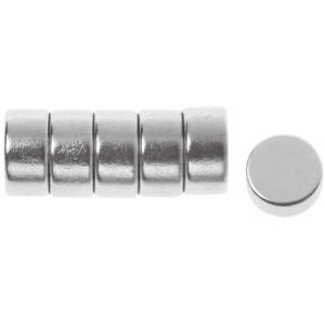 Sei magneti extra forti, Ø 8 mm, altezza 4 mm, per lavori di bricolage e progetti fai-da-te.