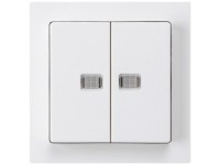 Hager Doppel-Druckschalter Kallysto Duroplast Weiss beleuchtet Schema 3+3