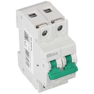 Interruttore automatico 1P+N 20A, 10kA, larghezza 35mm, per impianti elettrici.